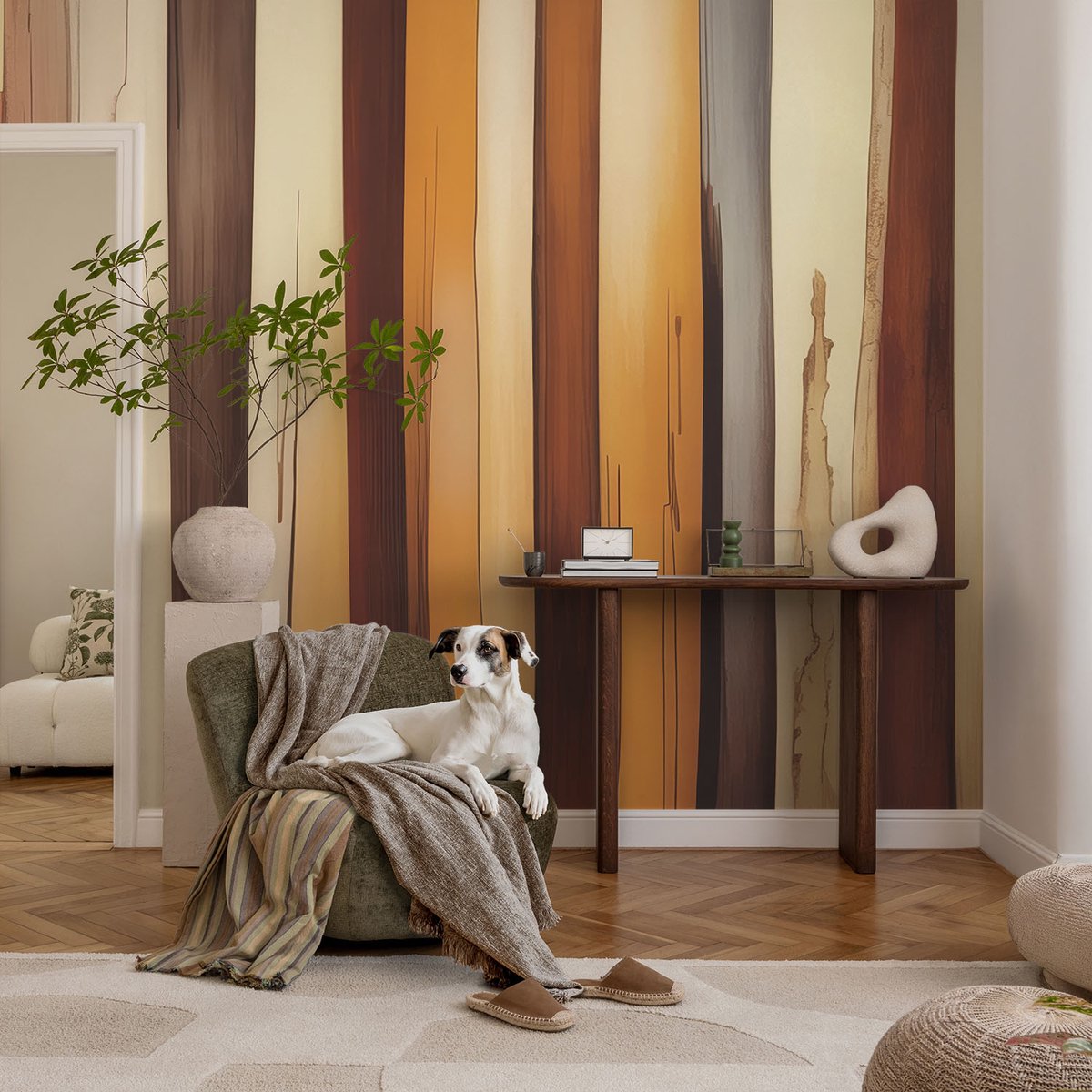 Wallfluent Fotobehang - Bruin Vliesbehang - 152x104 cm - Abstracte Textuur Fotobehang Vlies - Woonkamer behang Texturen - Muurschildering - Woonkamer behang