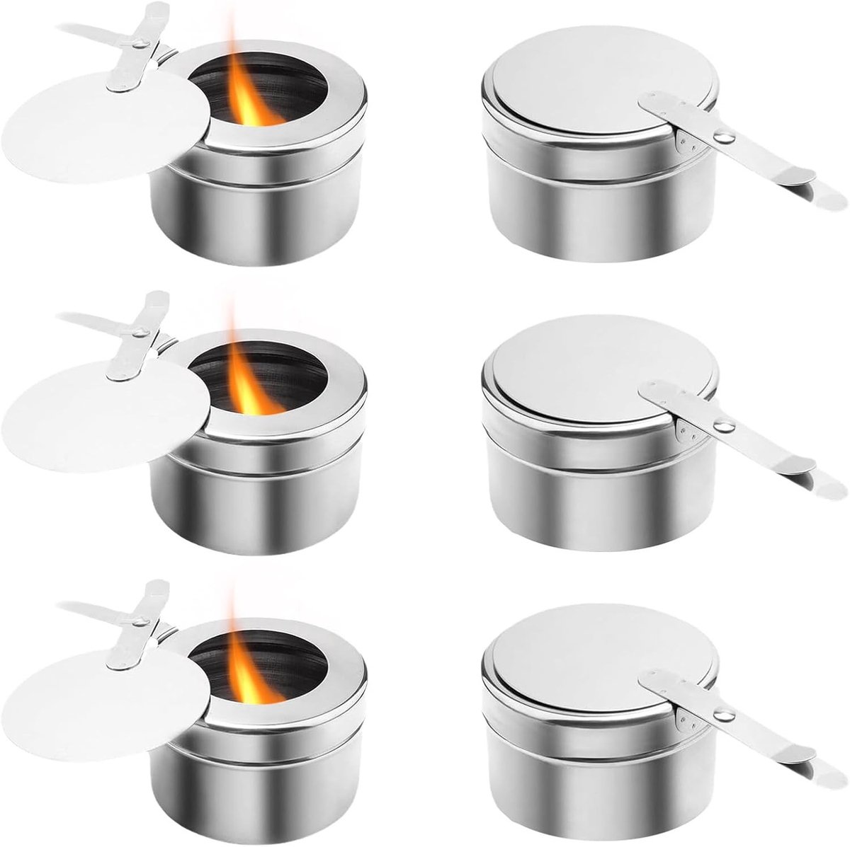 Chafing Dish Brandstofhouder met Deksel - Roestvrij Staal - Voor Fondue en Voedselwarmers - Ideaal voor Buffetten en Evenementen