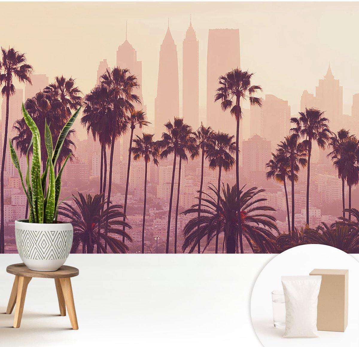 Wallfluent Fotobehang - Roze Vliesbehang - 208x146 cm - Westerse Harmonie Muurschildering - Gang behang Steden - Fotobehang Vlies - Slaapkamer behang