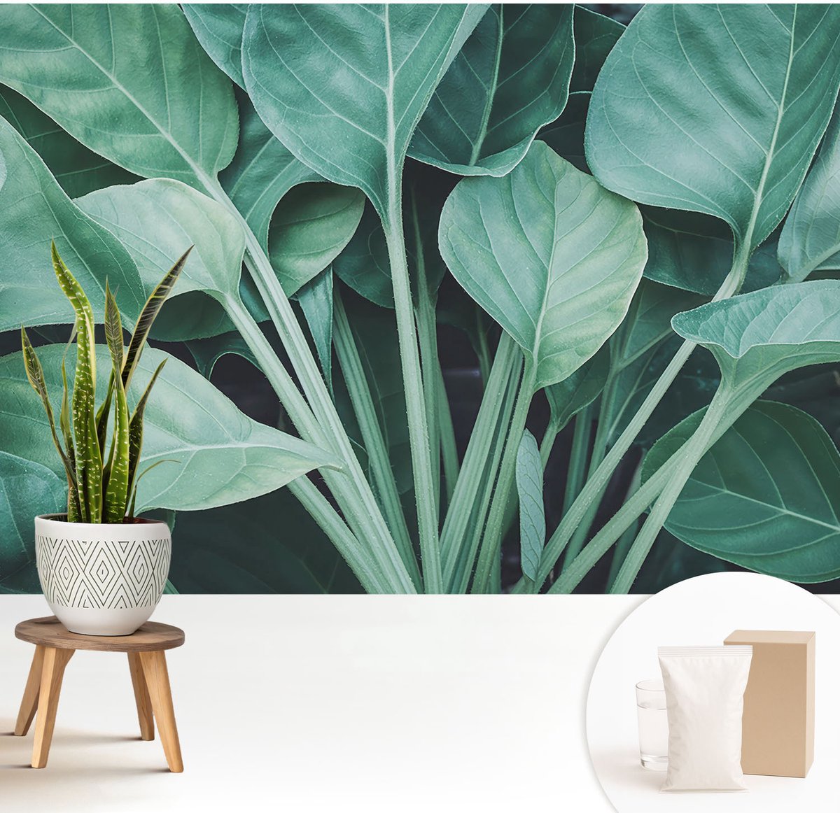 Wallfluent Fotobehang - Groente Vliesbehang - 208x146 cm - Groene Natuur Fotobehang Vlies - Woonkamer behang Bloemen En Planten - Muurschildering - Woonkamer behang
