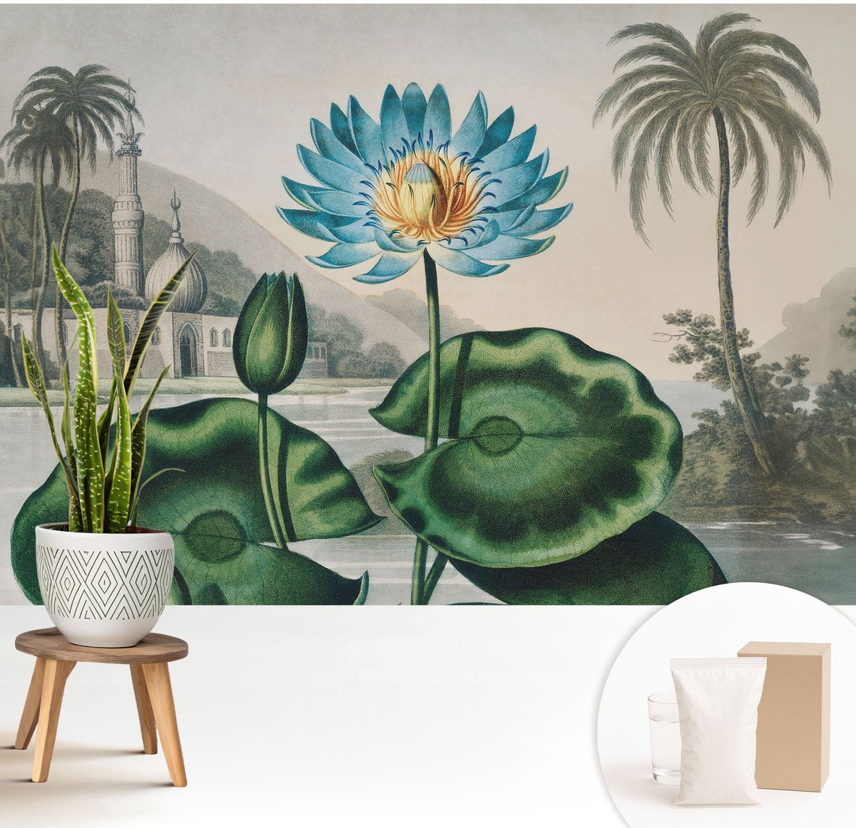 Wallfluent Fotobehang - Groente Vliesbehang - 208x146 cm - Exotisch Landschap Fotobehang Vlies - Woonkamer behang Bloemen En Planten - Muurschildering - Hal behang