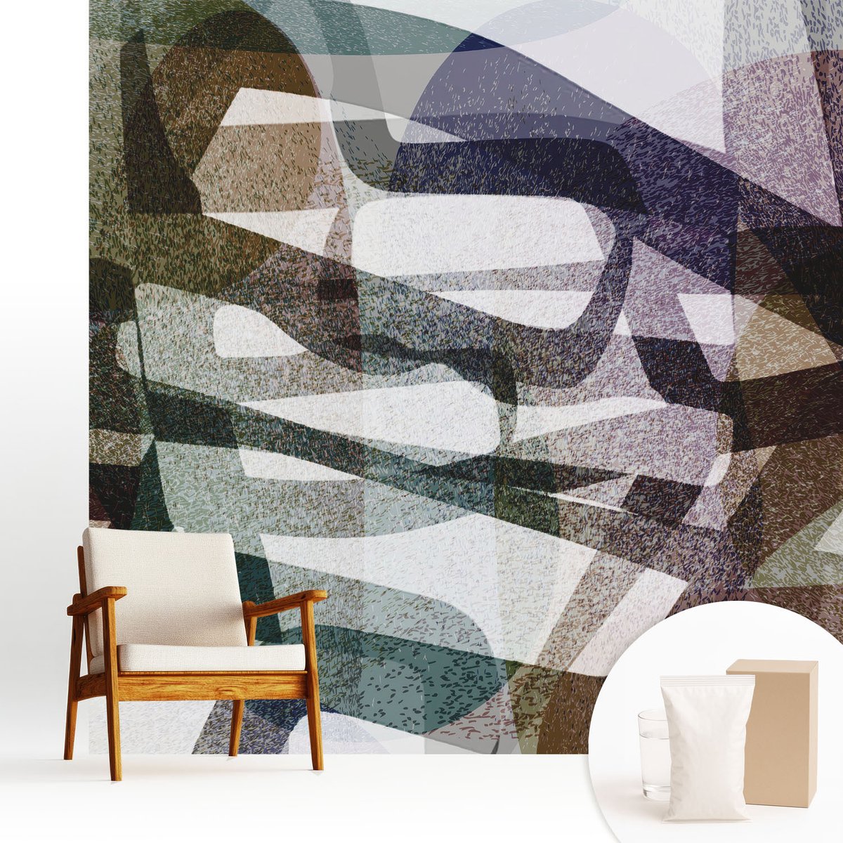 Wallfluent Fotobehang - Zwart Vliesbehang - 250x250 cm - Kleurrijke Strikken Fotobehang Vlies - Hal behang Abstractie - Muurschildering - Hal behang