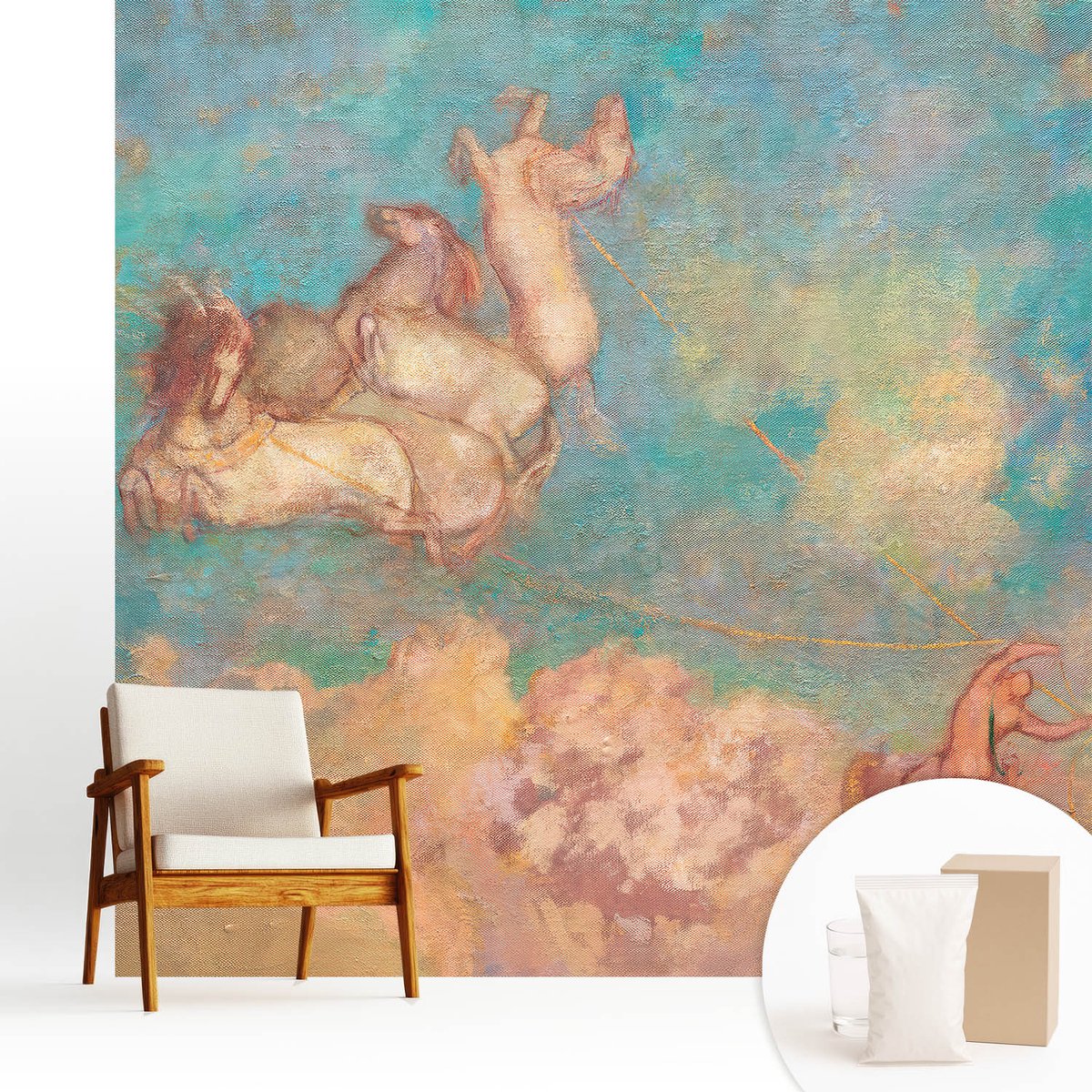 Wallfluent Fotobehang - Blauw Vliesbehang - 250x250 cm - Hemelse Pegasi Muurschildering - Slaapkamer behang Deel - Fotobehang Vlies - Slaapkamer behang