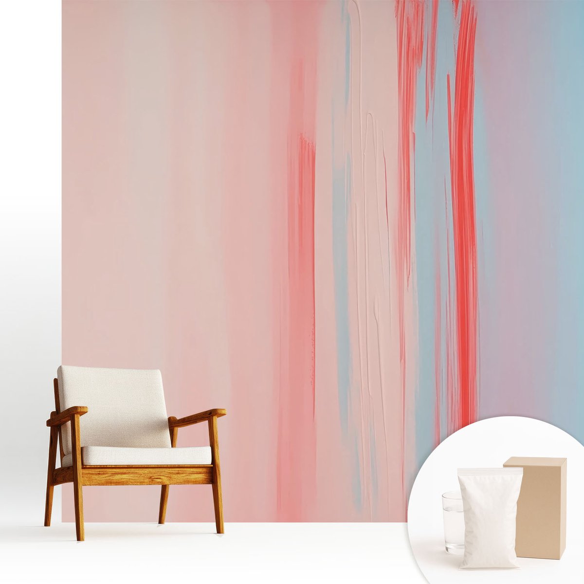 Wallfluent Fotobehang - Roze Vliesbehang - 250x250 cm - Kleuren Van Harmonie Muurschildering - Gang behang Abstractie - Fotobehang Vlies - Gang behang
