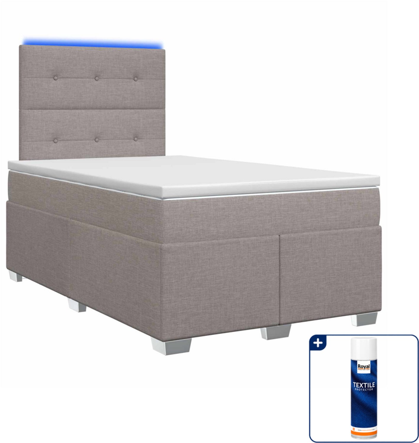 vidaXL boxspringbed met matras - 120 x 200 cm - taupe - Inclusief textielbeschermer 500 ml