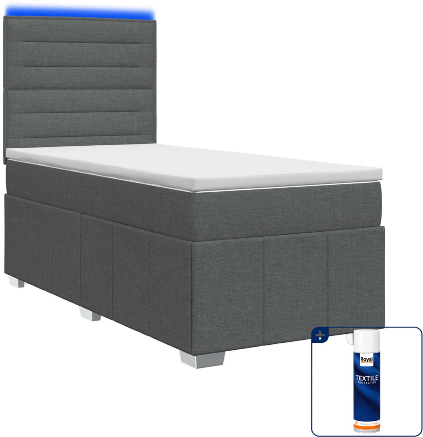 vidaXL boxspring met matras - 80 x 200 cm - donkergrijs - Inclusief textielbeschermer 500 ml Donker Grijn