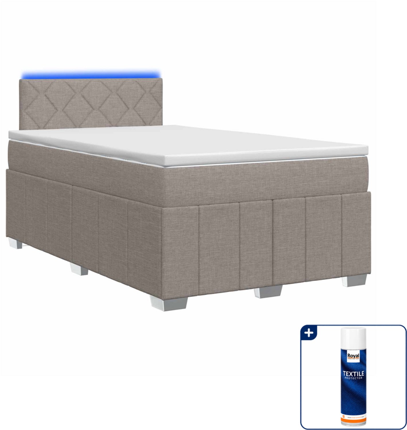 vidaXL boxspringbed met matras - 120 x 190 cm - taupe - Inclusief textielbeschermer 500 ml