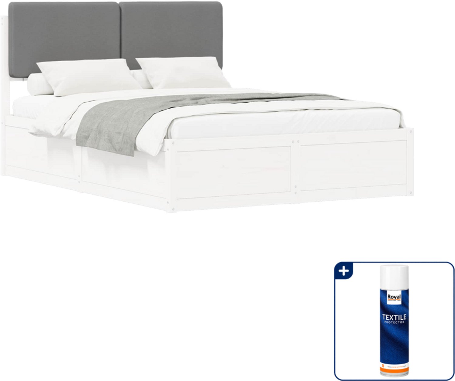 vidaXL bedframe - Queensize - 160 x 200 cm - lichtgrijs - Inclusief textielbeschermer 500 ml Blauw
