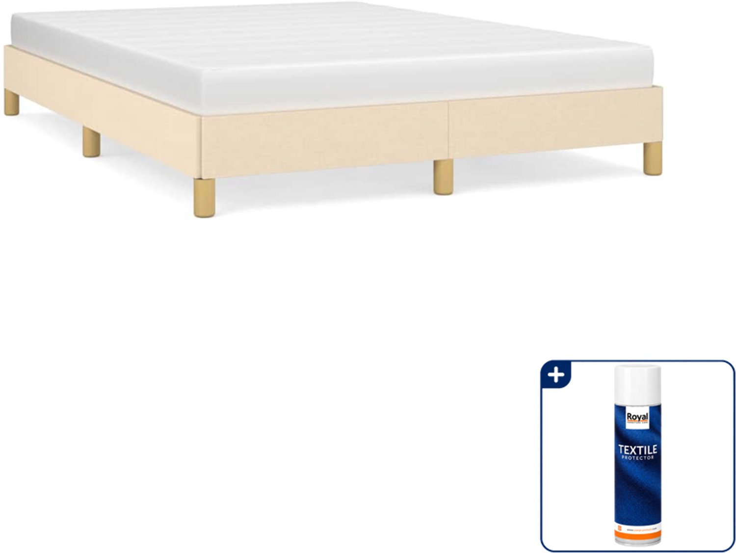 vidaXL Bedframe Queensize - 160 x 200 cm - crème - Inclusief textielbeschermer 500 ml