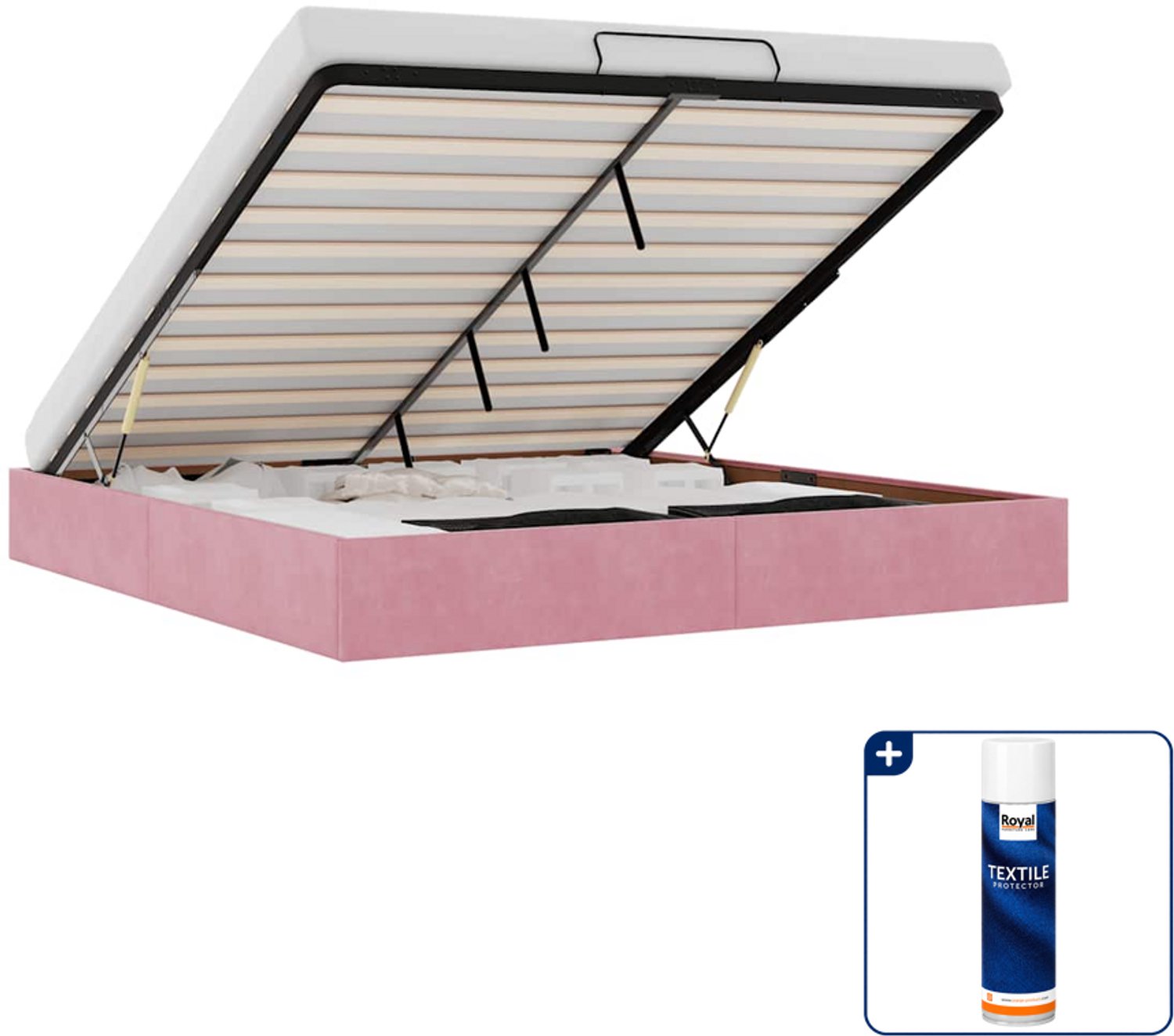 vidaXL Kingsize bedframe - 180 x 200 cm - fluweel - roze - Inclusief textielbeschermer 500 ml Blauw