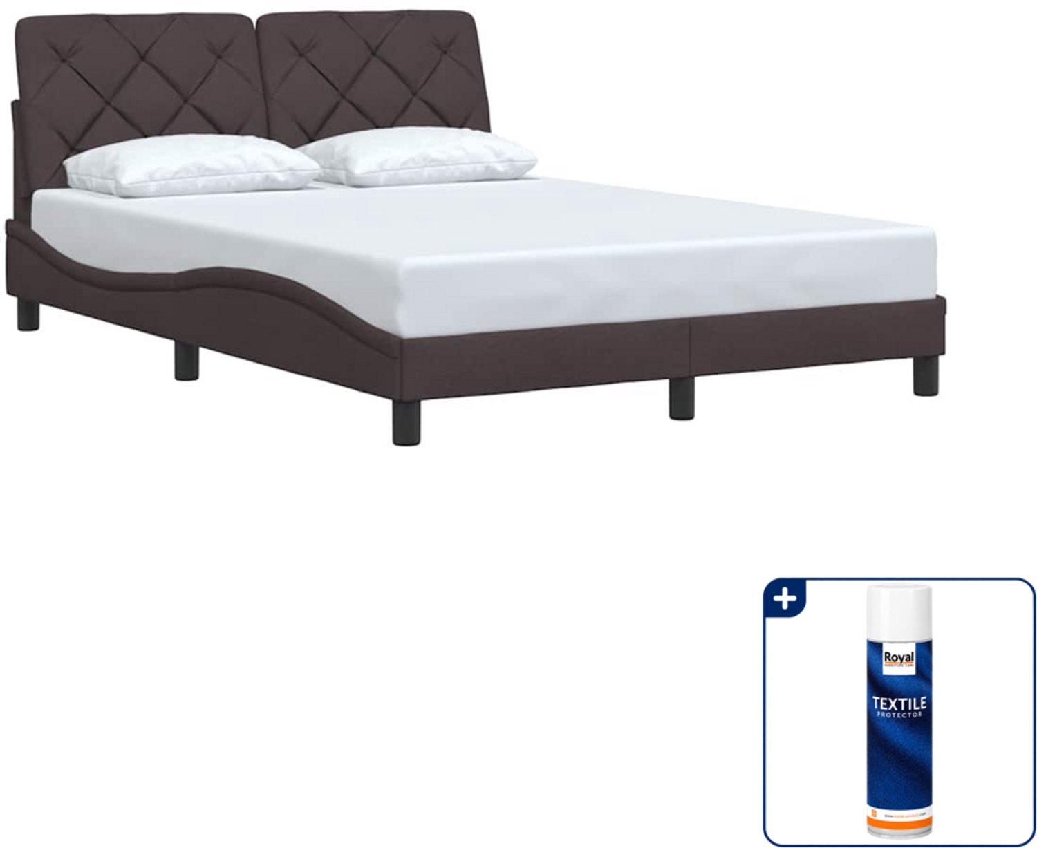 vidaXL bedframe 120 x 200 cm - donkerbruin - Inclusief textielbeschermer 500 ml Grijs