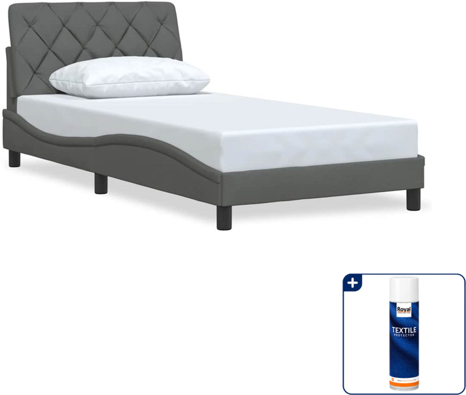 vidaXL Bedframe - 100 x 200 cm - stof - donkergrijs - Inclusief textielbeschermer 500 ml Blauw