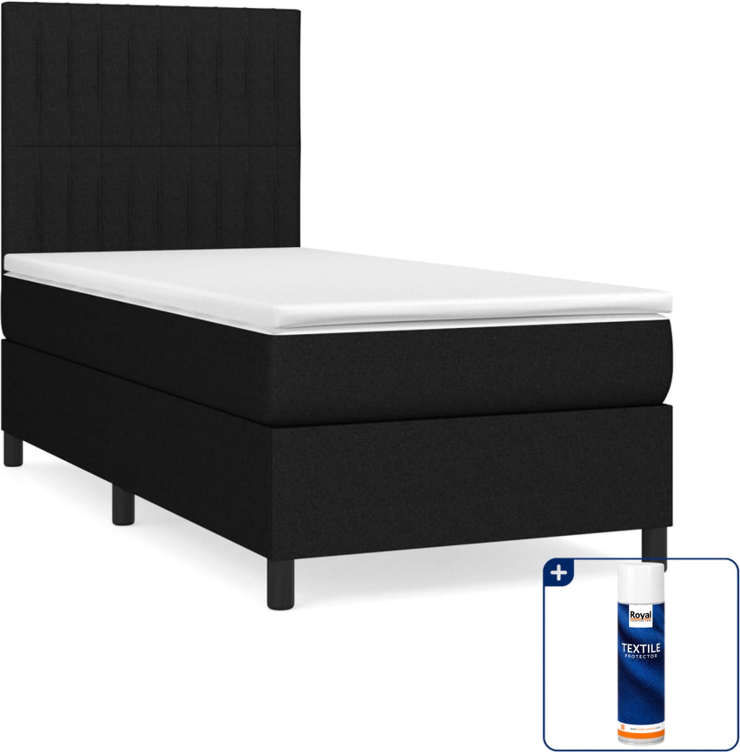vidaXL boxspring met matras 80 x 200 cm - stof - zwart - Inclusief textielbeschermer 500 ml