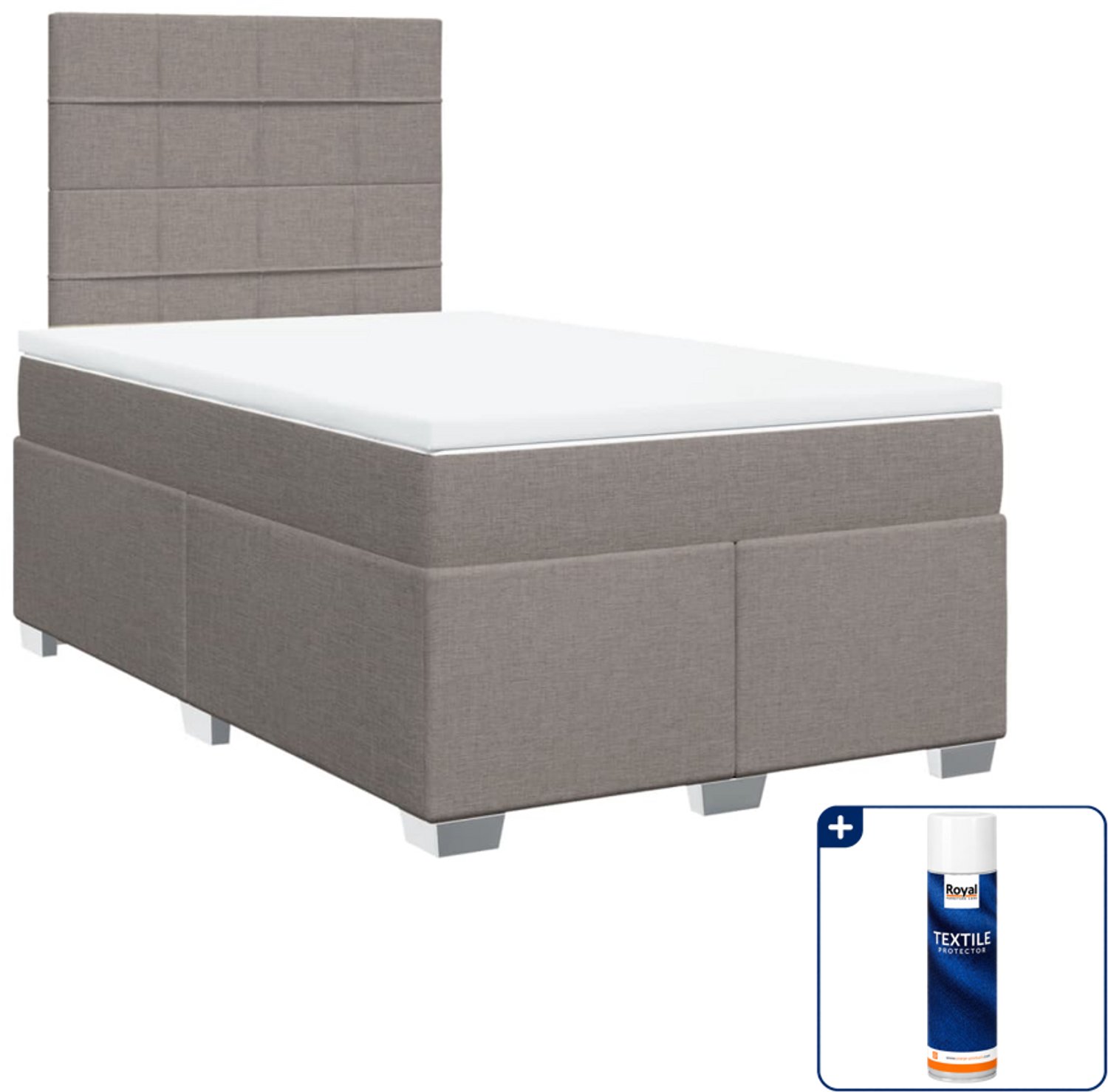 vidaXL boxspring met matras 120 x 190 cm - taupe - Inclusief textielbeschermer 500 ml