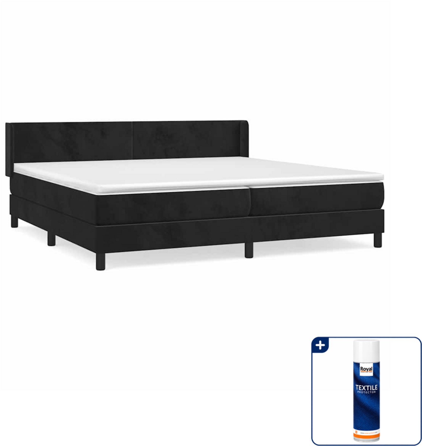 vidaXL boxspring met matras - super kingsize - 200 x 200 cm - zwart - Inclusief textielbeschermer 500 ml