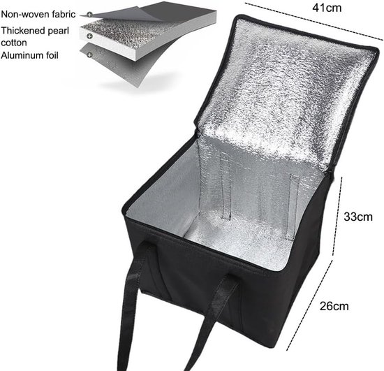 Vouwbare koelbox, grote geïsoleerde picknickmand, thermische tas, waterdicht en ideaal voor buitenactiviteiten, 41 x 26 x 33 cm — afbeelding 3