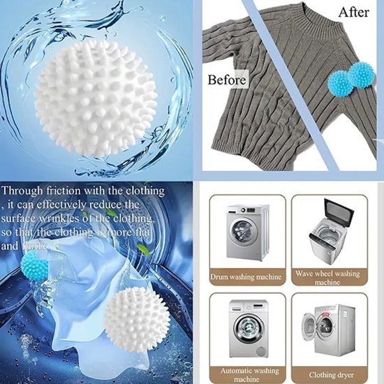 12 Herbruikbare Droogballen voor de Wasdroger - Perfect voor Wassen van Kleding, Donsjassen en Beddengoed — afbeelding 2