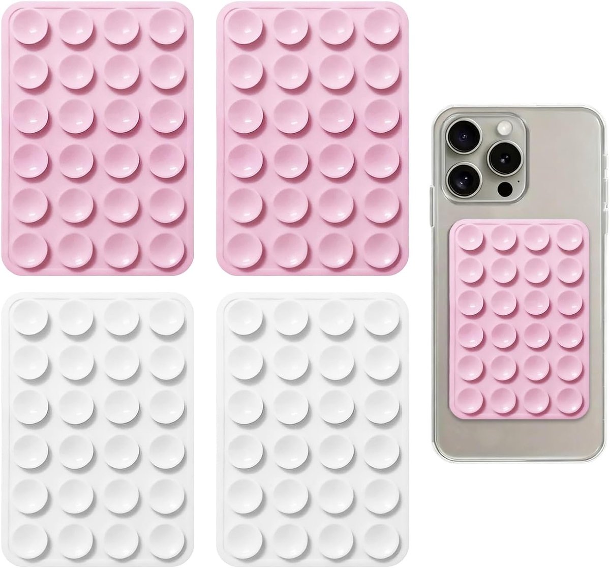 4 Dubbelzijdige Siliconen Mobiele Telefoon Zuignappen, Super Zuigkracht, Antislip Mobiele Telefoon Zuignappen, Geschikt Voor Selfies, Auto-Accessoires.