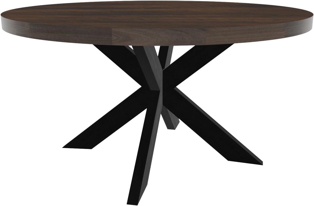 Eettafel Jones rond 150cm walnoot duurzaam mangohout ronde tafel