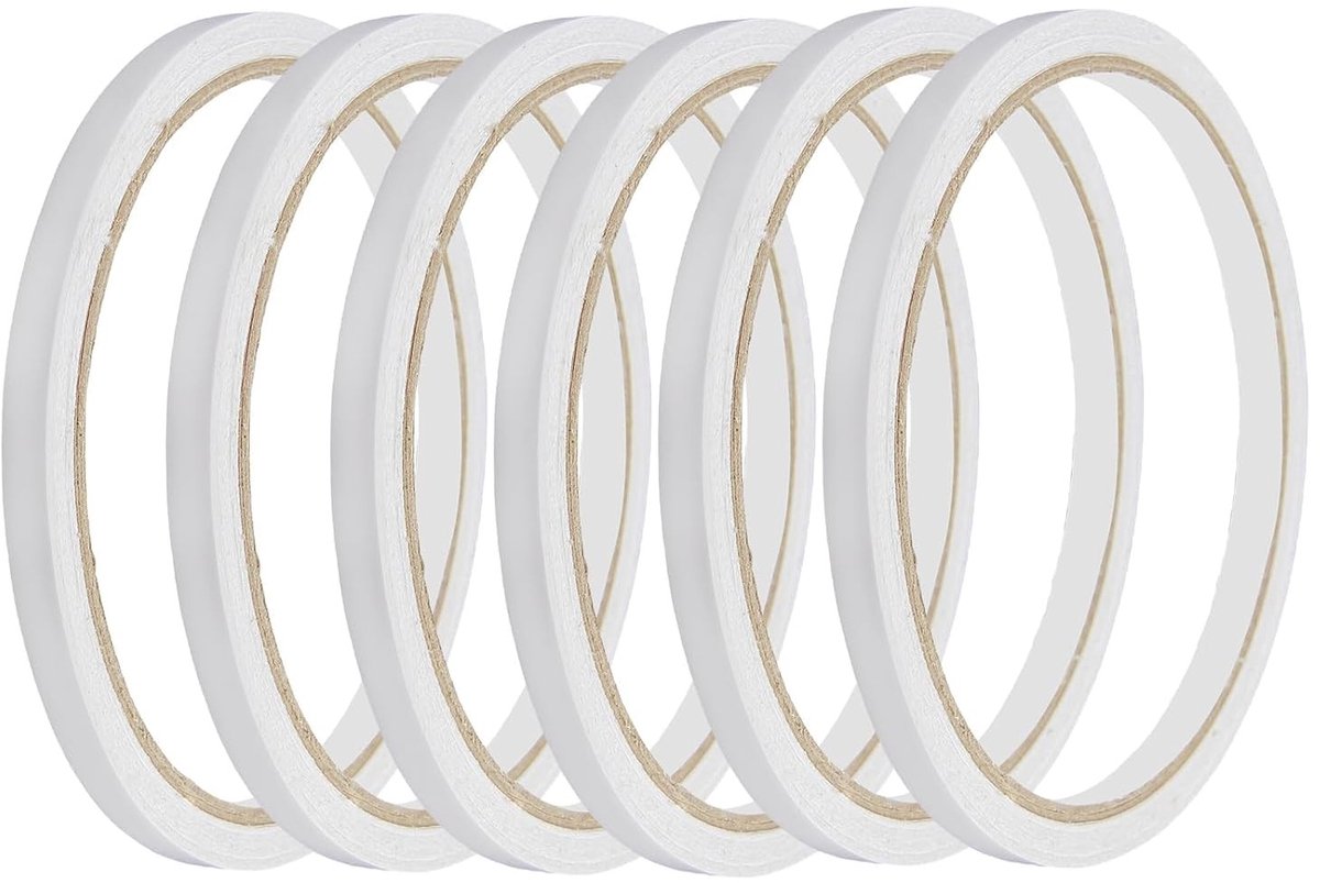 Dubbellaags plakband, dun, 6 rollen (6 mm x 10 m), ideaal voor knutselen, scrapbooken en naaien, gemakkelijk te scheuren en laat geen resten achter