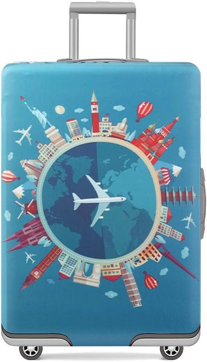 Kofferdeksel Dikker Bagage Cover Voor Kofferkast van Toepassing op 18 ''-32 '' Koffer, Koffer Beschermende Suitcase Luggage Cover (Global Flight, L)