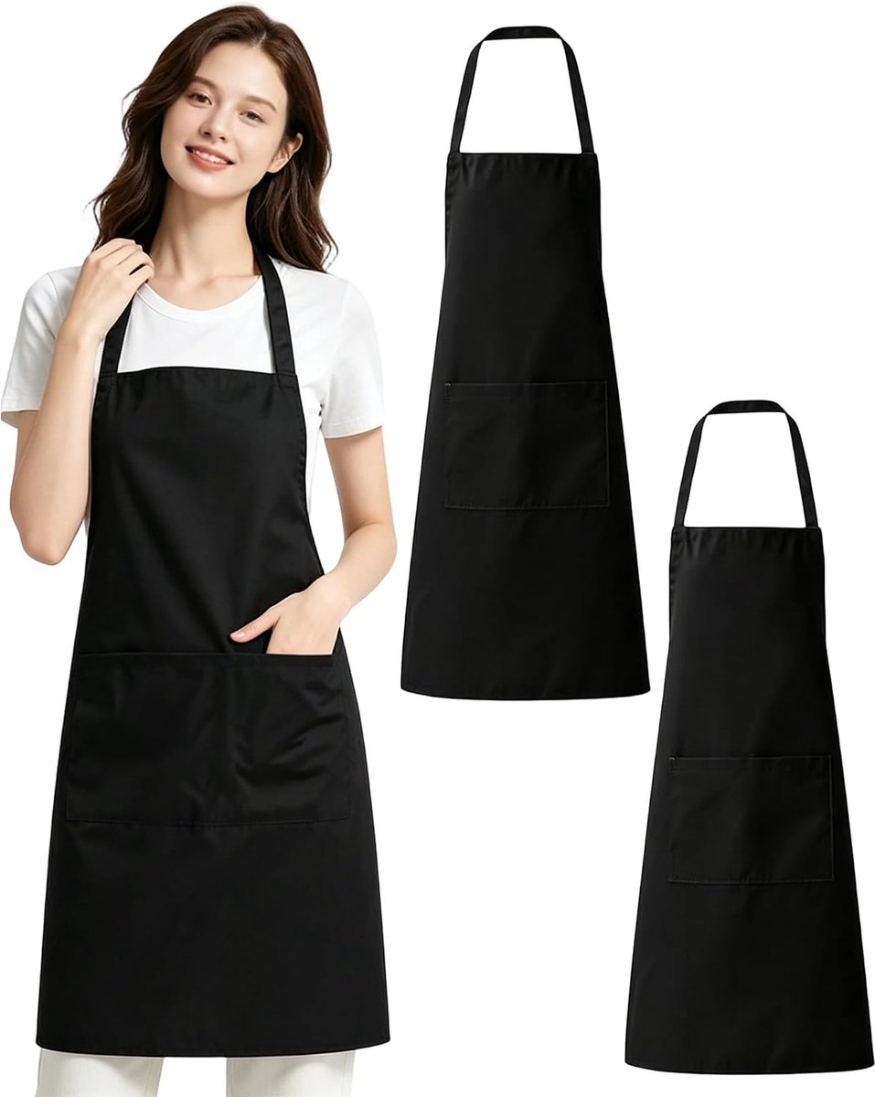 Schorten keukenschort met twee zakken voor keuken, huis, restaurant, café, keuken, bakken, tuinieren