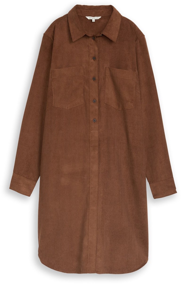 Tom Tailor - Corduroy jurk met steekzakken - Maat 38 - camel