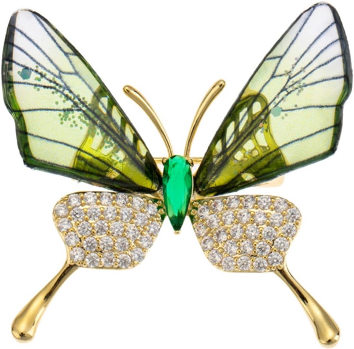 Vlinder broche pin acryl vleugel emaille broche goud vlinder insect revers pin groen kristal vlinder korset pin kleding decor badge sieraden voor vrouwen meisjes