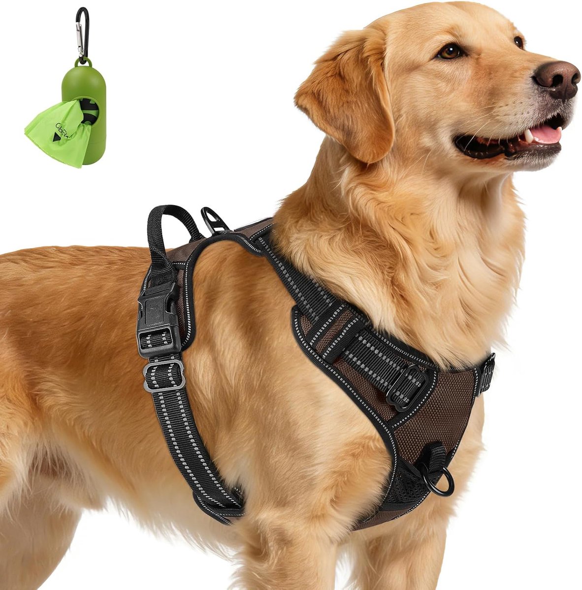 Anti-trek hondentuig voor extra grote honden, reflecterend huisdierenvest met frontclip, verstelbare zachte gewatteerde tuigen met gemakkelijke controlehandgreep voor training en wandelen