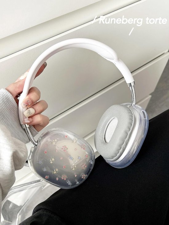 Geschikt voor AirPods Max hoesje, schattig kleurrijk bloemknopontwerp, transparant schokbestendig bufferbeschermhoes voor AirPods Max (Bell orchidee) — afbeelding 3