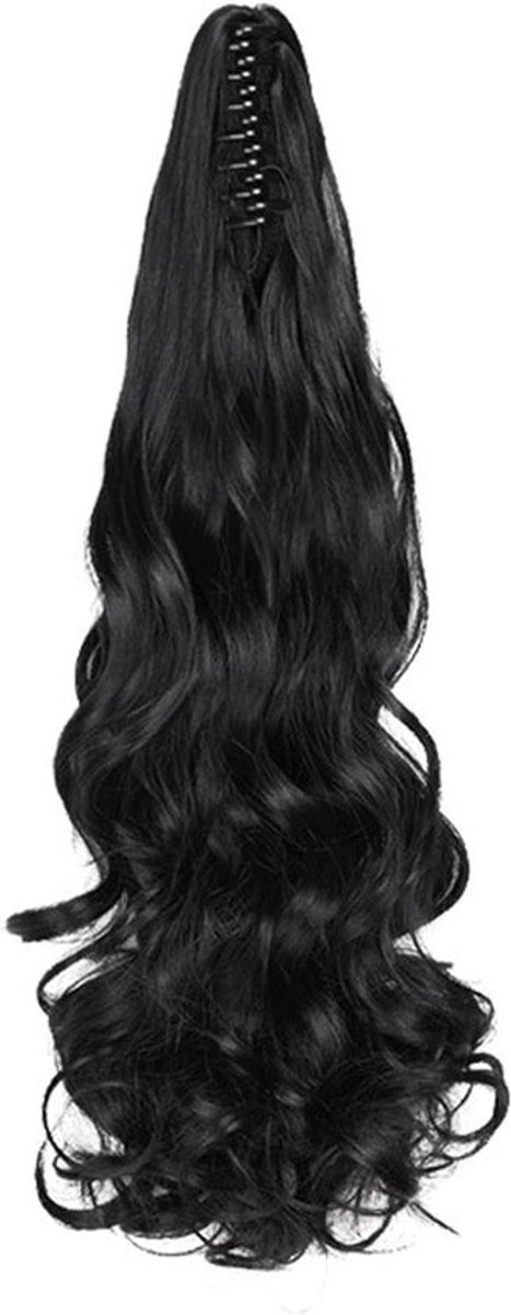 Claw Clip Haarverlenging - Dames Lang Golvend Krullend - Synthetische Pruik - Haarstukje - Haarverlenging - 19 Inch Zwart .