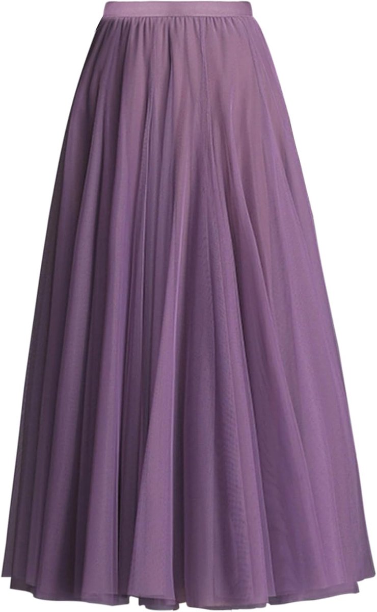 Tule rok midi plooirok hoge tailleband chique rok elastische taille gedrapeerde stof