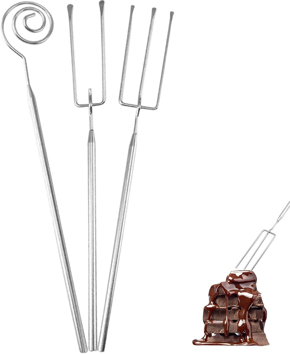 3 stuks chocolade bonbondvork roestvrij staal bonbons bestek spiraalvork en 2-vork 3-vork geschikt voor doe-het-zelf chocolade chocolade fondue chocolade fontein notenconfect of decoratieve desserts
