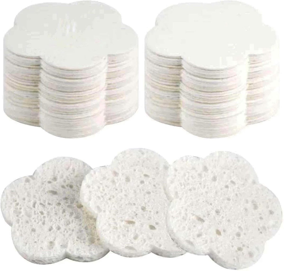 50 stuks gecomprimeerde gezichtssponzen, zachte cellulose gezichtsspons, make-up spons, schone meisjesspullen, vorm van pruimenbloesem, voor gezichtsreiniging, make-up, verwijdering van poriënpeeling