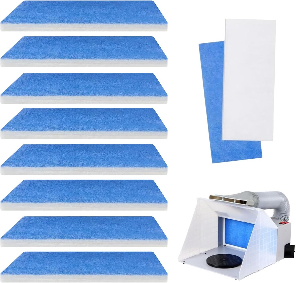 8 stuks filters Paint Booth airbrush-spuitcabinefilter, reservefilter voor spuitcabines, dubbellaags booth luchtfiltermateriaal voor luchtkwast, standaard, spray booth filter