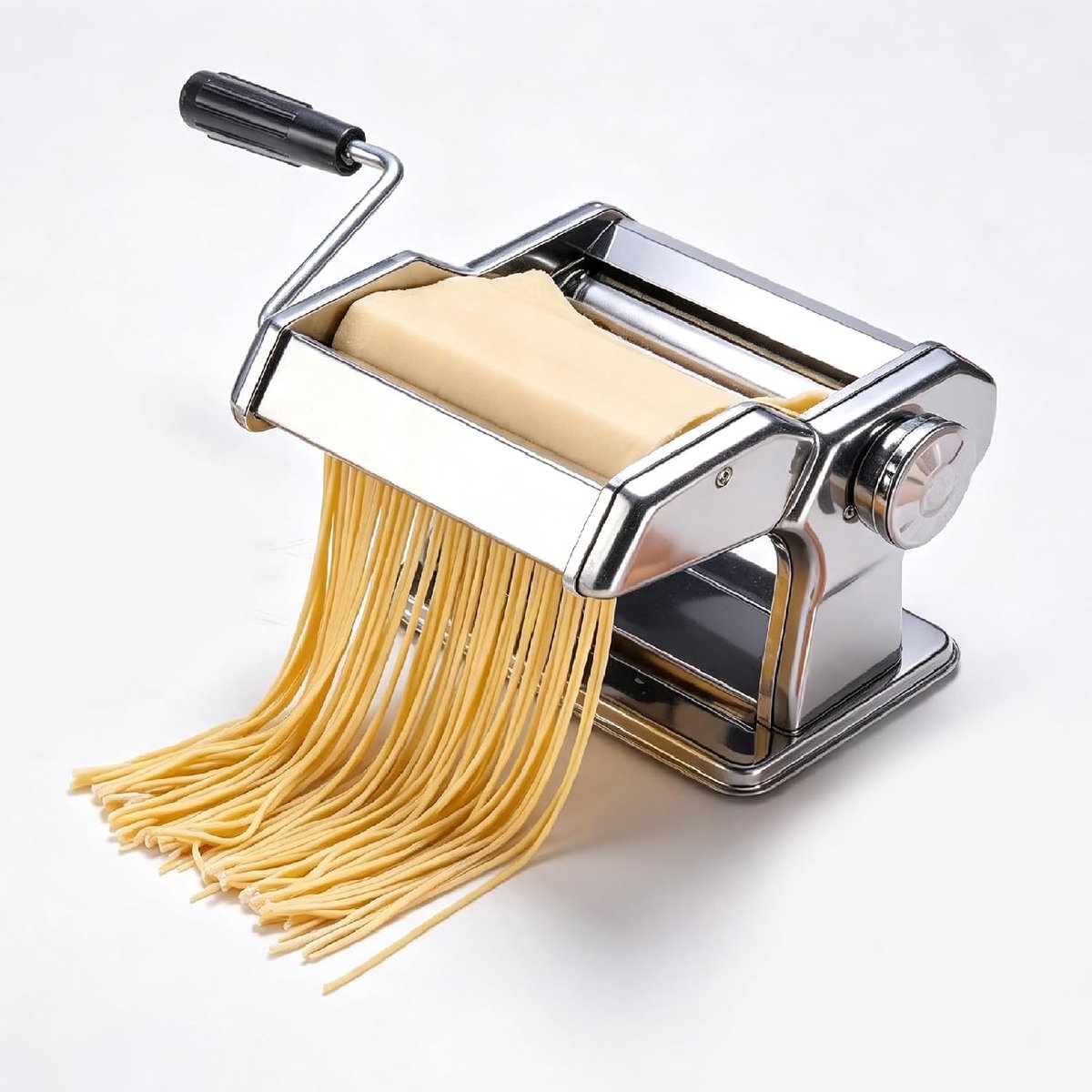 Pastamachine van roestvrij staal: 150 mm stalen pastamachine met 9 deegdiktes & 2 snijbreedtes, handmatige pastamachine voor spaghetti, tagliatelle, lasagne, fettuccini