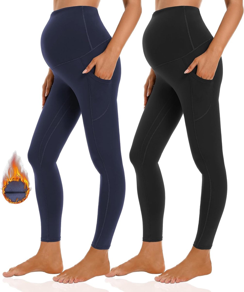 Zwangerschapslegging voor dames, met zakken, ondoorzichtige lange zwangerschapsleggings, elastische zwangerschapsbroek voor dames, zwangerschapsleggings