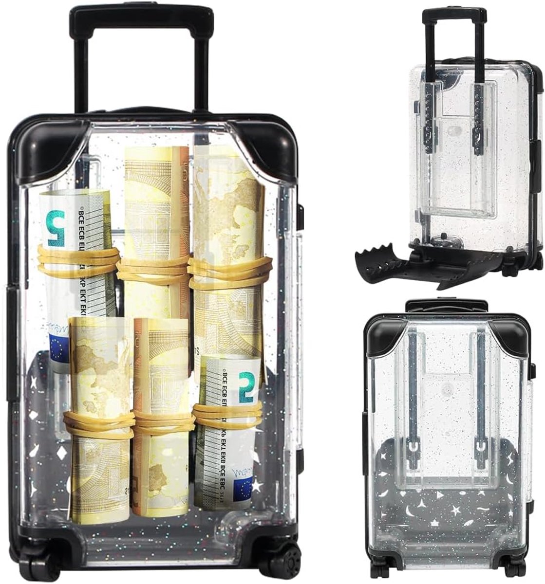 Geschenkdoos, creatieve koffer, spaarpot, cadeau, reiskoffer, miniatuur, kleine reiskoffer, geldgeschenken, reiskassa, cadeau voor verjaardag, verpakking voor geldgeschenken