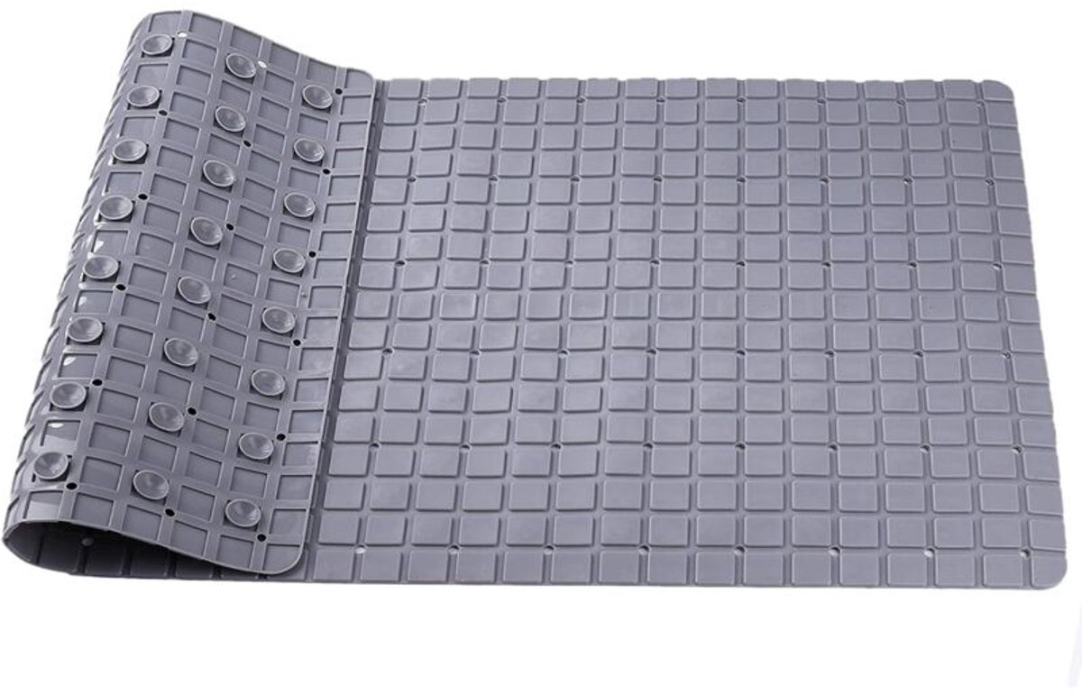 Antislip douchemat, badkamermat geschikt voor zuignapjes geschikt voor afvoer, geschikt voor badkuipen en douches, schimmelwerend, 70x40cm, grijs.