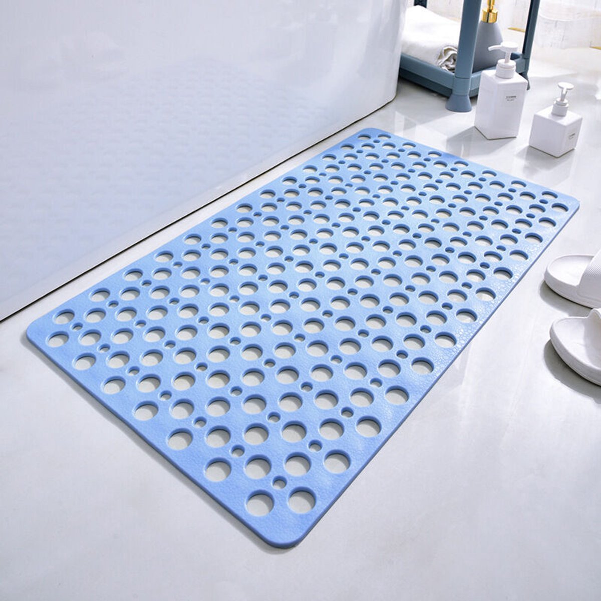 Blauwe antislip douchemat, antislip badmat, 40 x 88 cm, antislip en schimmelwerend, geschikt voor badkuipen.