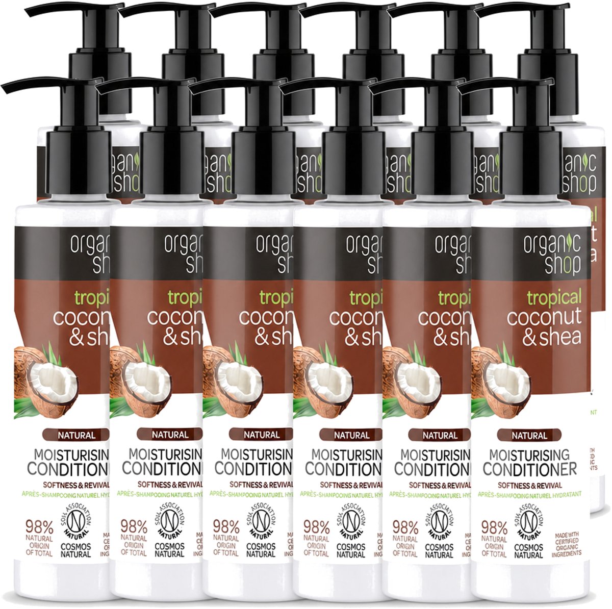 12 x Organic Shop - Coconut & Shea Conditioner - Verzorgend en Voedend - 280 ml - Voordeelverpakking - 12 stuks