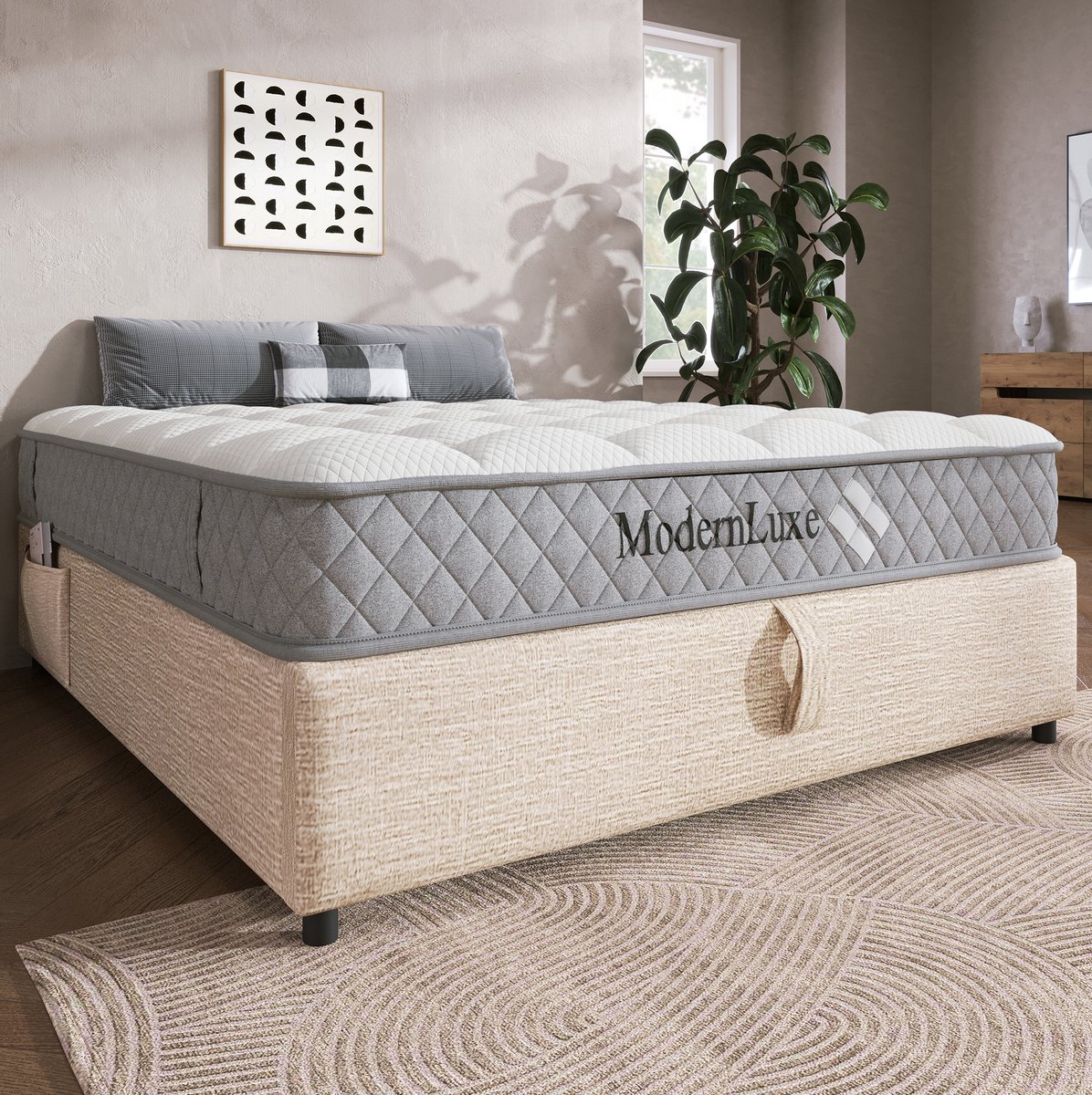 MEUNIQ Koudschuimmatras 160x200 cm met 7-zones pocketvering, H3 gemiddeld, 20 cm hoog, OEKO-TEX-gecertificeerd, voor tweepersoonsbed, wit