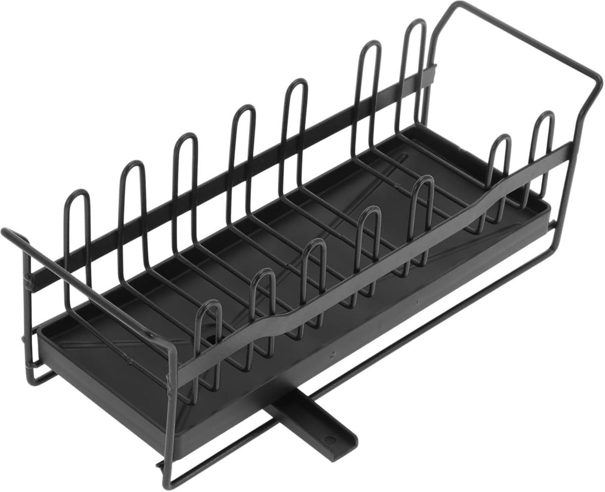 Keuken Organizer met Zelf Leeglopende Lade voor Spons en Handdoekhouder, Zwart - Ideaal voor Keuken en Badkamer, Ruimtebesparend en Praktisch