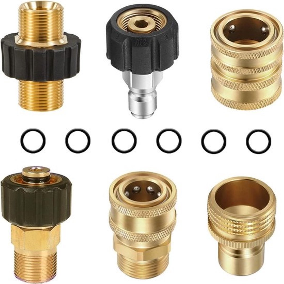 Hogedrukreiniger Snel Koppeling Set - 6 Stuks Slang Fittings voor Eenvoudige Verbinding