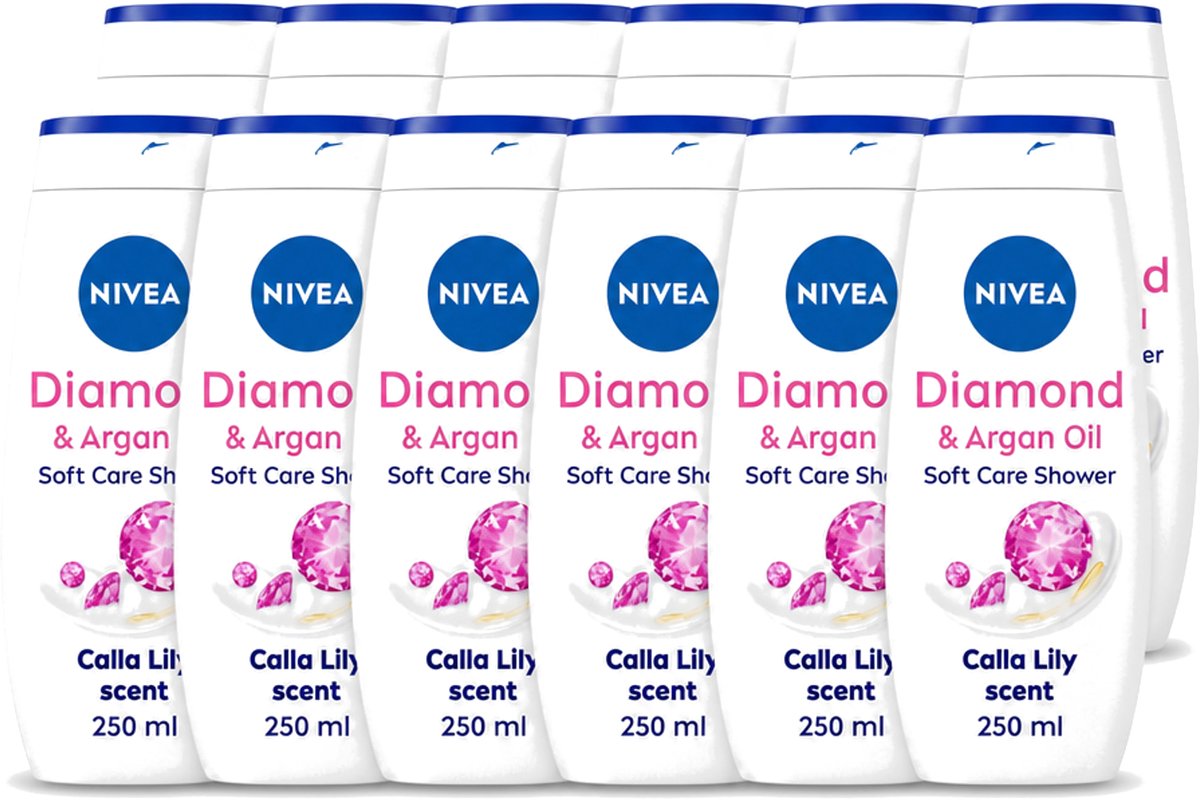 12 x Nivea - Diamond Touch Douchegel - Sensuele Leliegeur - 250 ml - Voordeelverpakking - 12 stuks