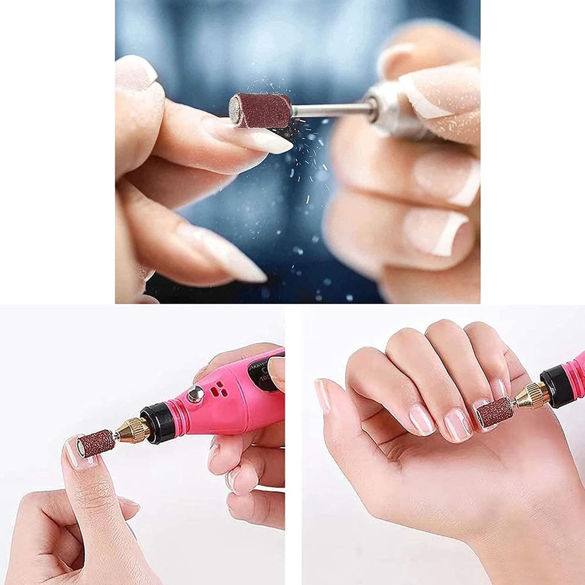 100 stuks schuurhulzen, 180 grit schuurrol, slijpdoppen, nagelfrees opzetstuk voor manicure pedicure nagelverzorging nageldesign nagelkunst