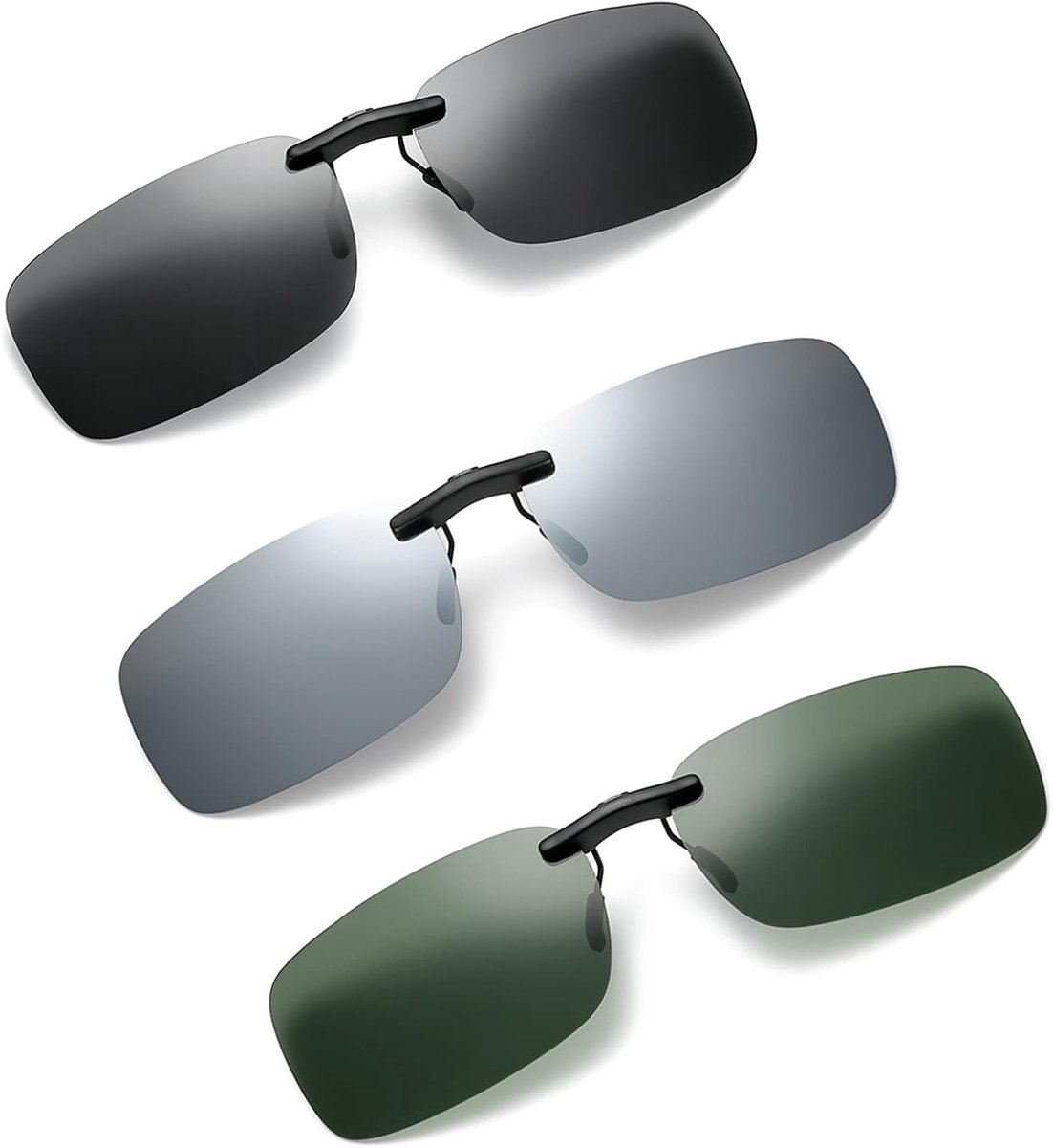 Zonnebril, 3 stuks, gepolariseerde clip, gepolariseerde glazen, clip-on zonnebril, voor buiten, rijden, vissen, fietsen