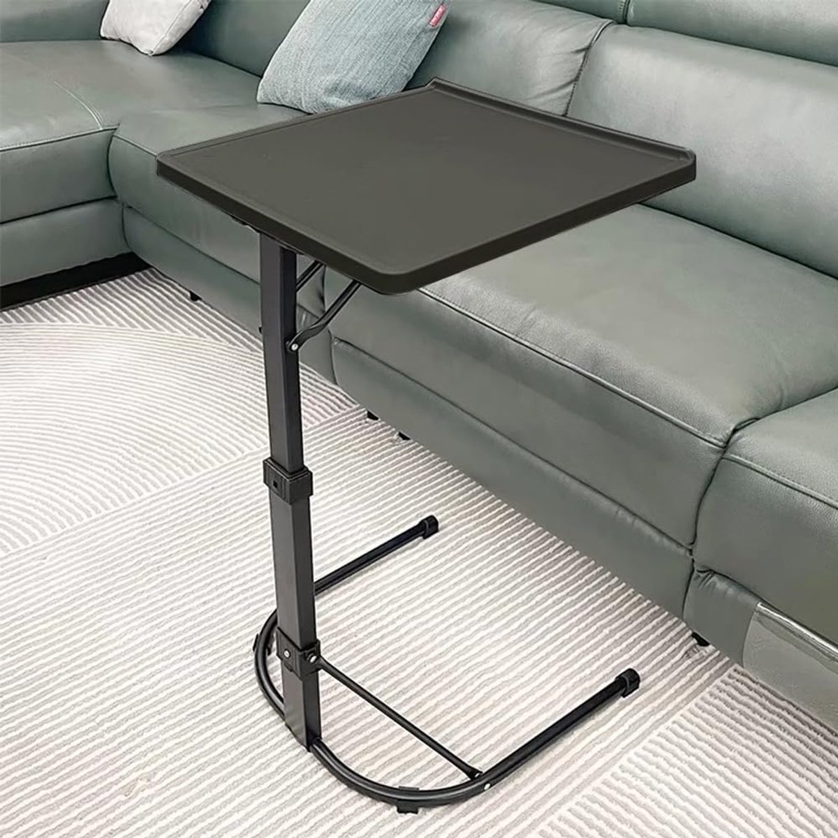 Bijzettafel voor laptop, in hoogte en helling, licht en draagbaar, voor bed, bank, buiten, 43 x 43 x 69 cm (zwart)