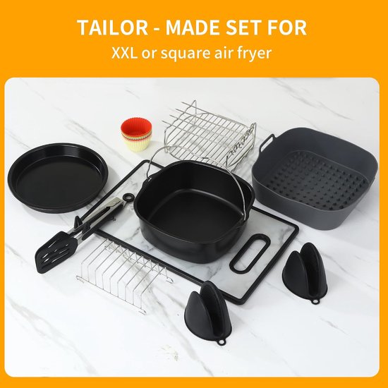 Accessoires, 20 stuks vierkante airfryer accessoires voor Philips Airfryer XL 6.2L XXL 7.2L, Ninja 5.8L/6.2L, COSORI 5.5L 4.7L, Cecotec 5.5L /6 L, Accessoires voor Airfryers — afbeelding 3