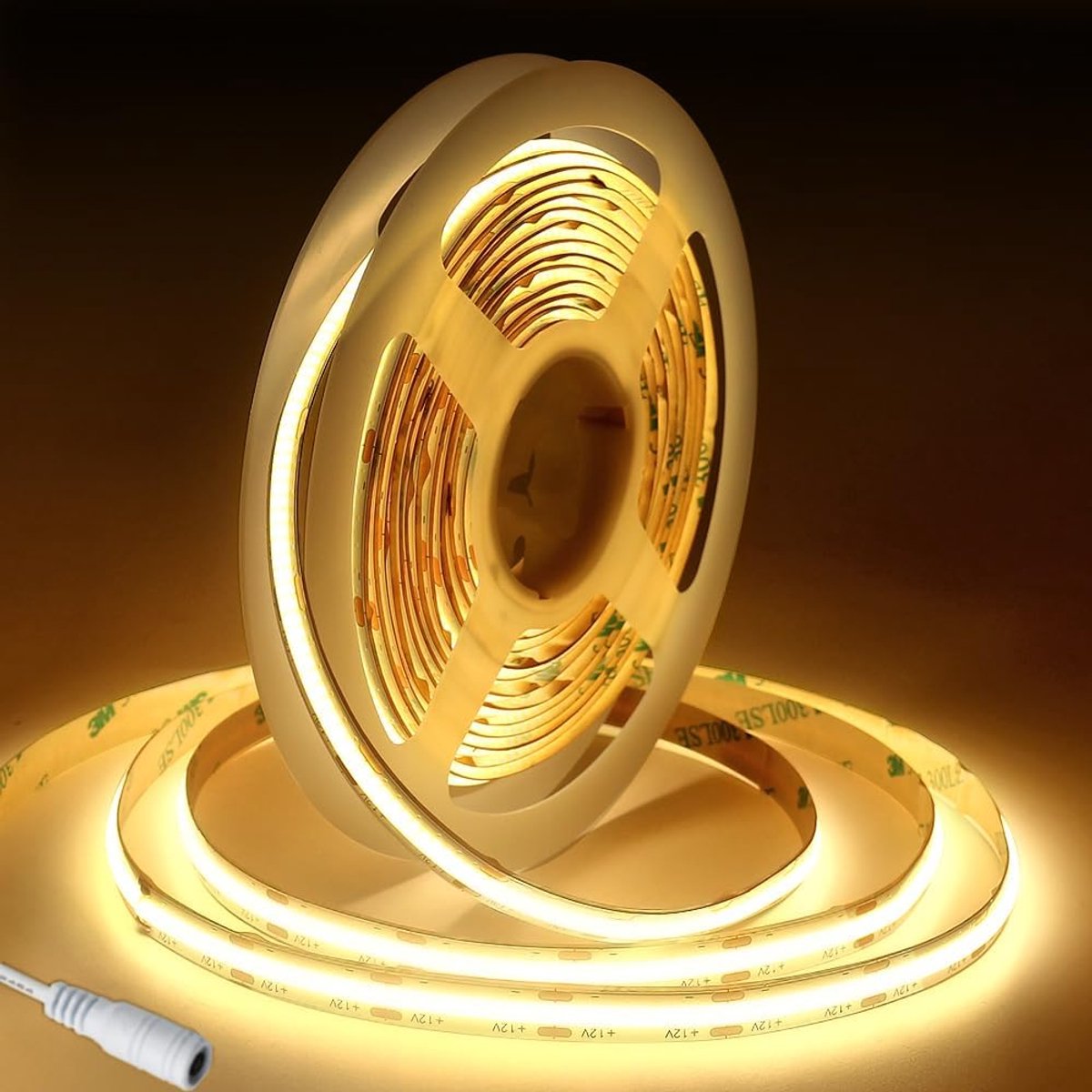 LED Strip Licht COB Warm Wit 3000K, Tayire 5m Super Heldere LED Lint 480LEDs/m COB-ledband CRI90+ 8mm Ledstrip voor Kast Keuken Home DIY Slaapkamer Decoratie(geen voedingsadapter)
